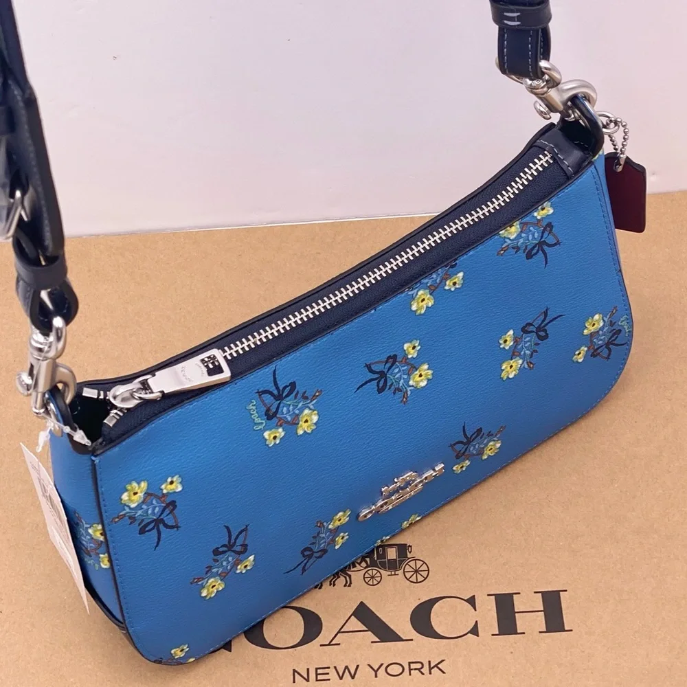 Coach Jes Baguette Crossbody With Floral Bow Print - Picture 16 of 16